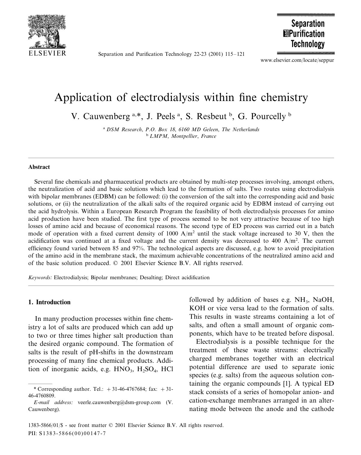 First page of Application of electrodialysis within fi