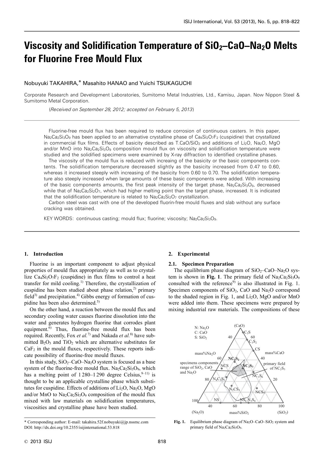 First page of Viscosity and Solidification Temperature