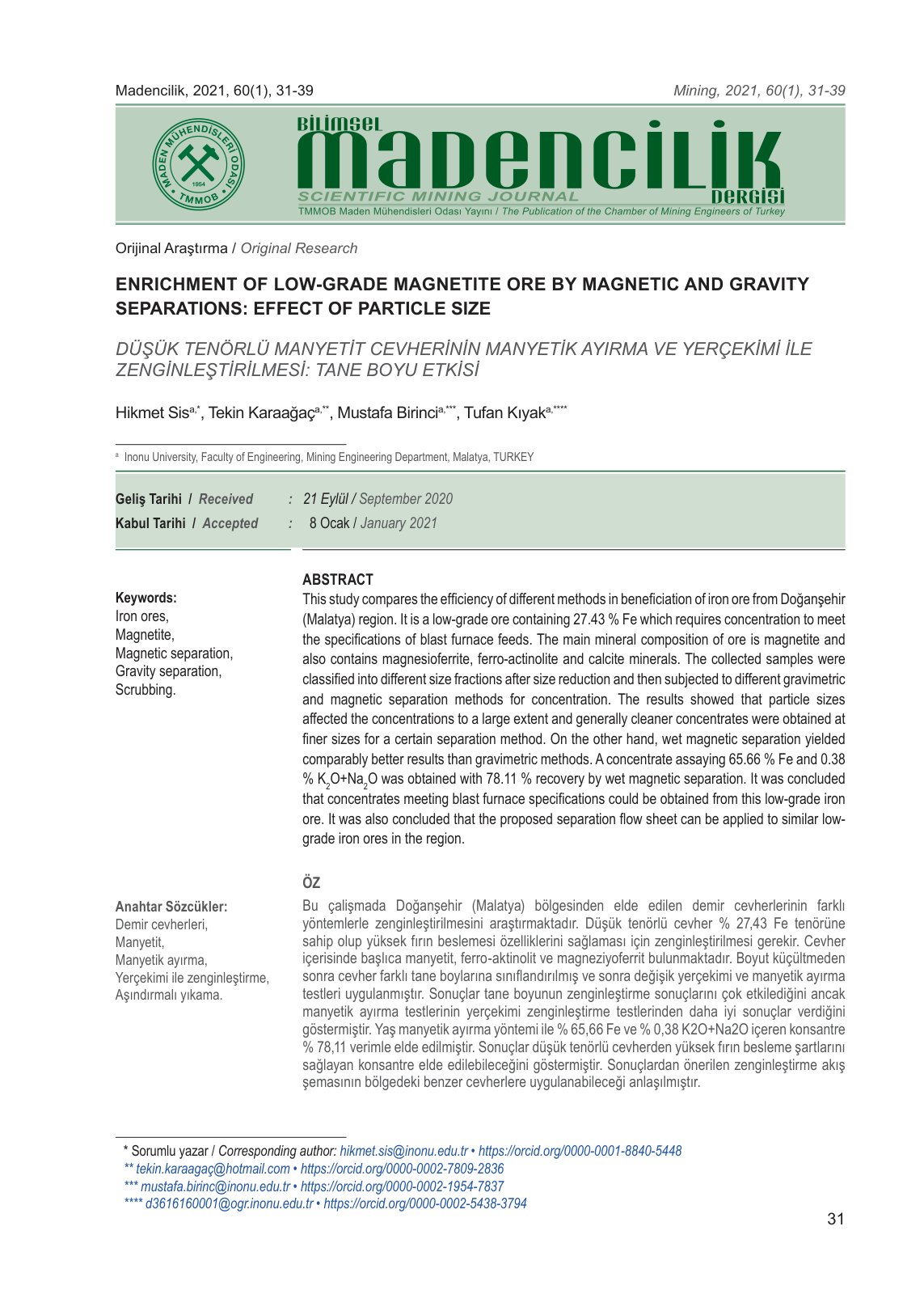 First page of ENRICHMENT OF LOW-GRADE MAGNETITE ORE