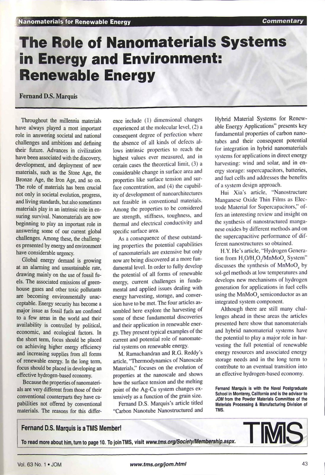 First page of Nanomaterials for Renewable Energy