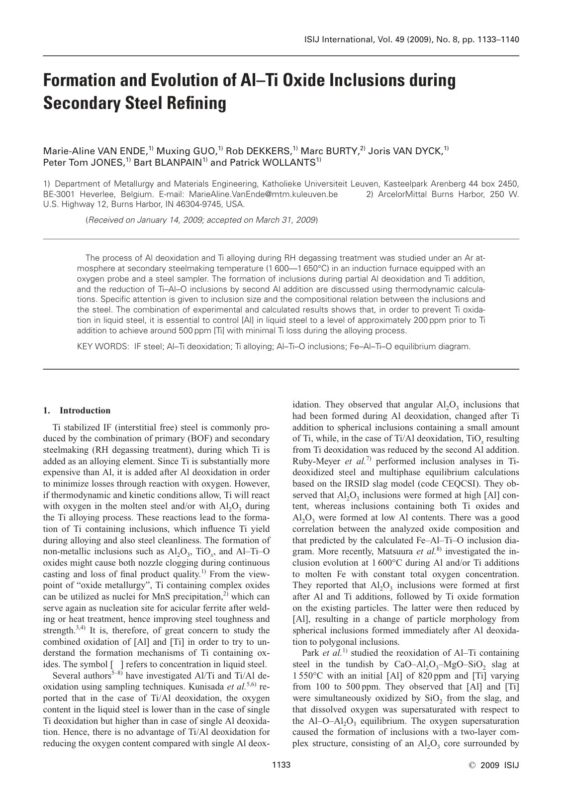 First page of Formation and Evolution of Al Ti Oxide I