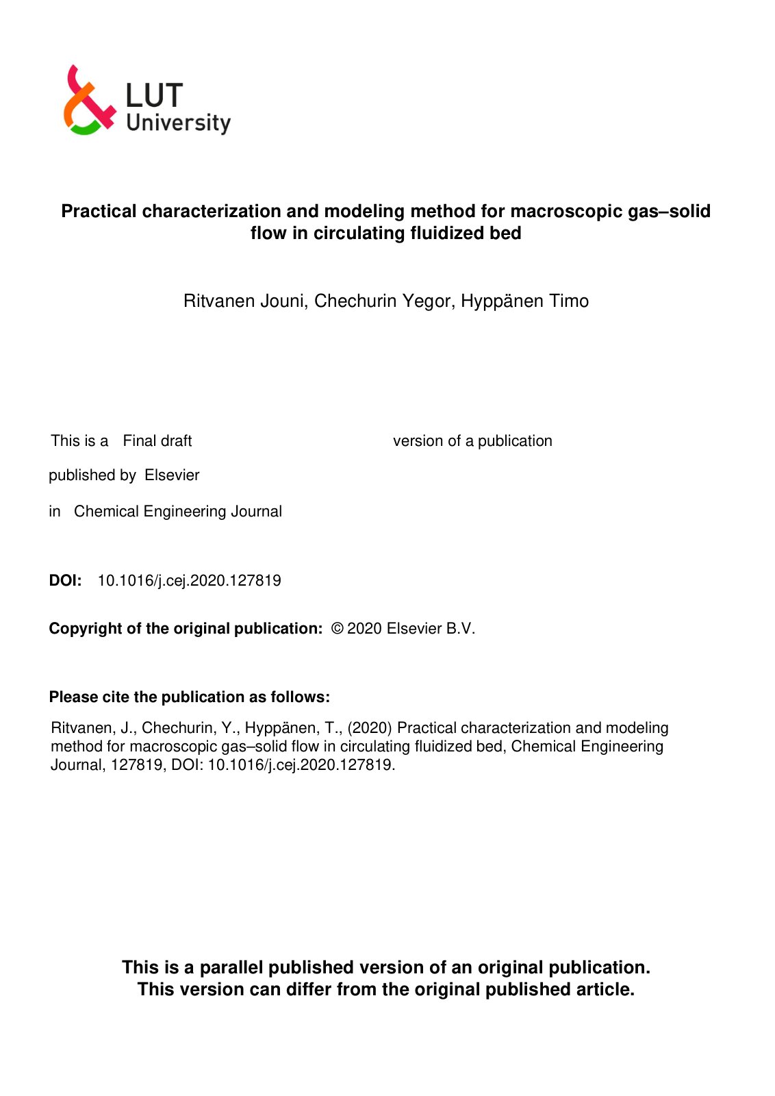 First page of Practical characterization and modeling