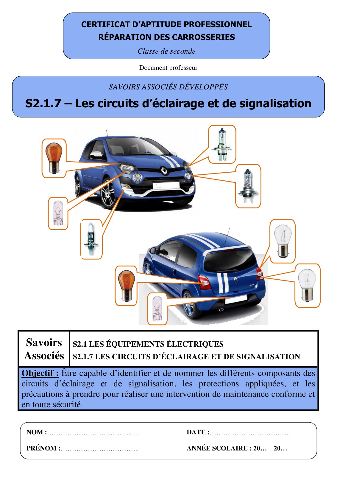 First page of circuits eclairage signalisation voiture