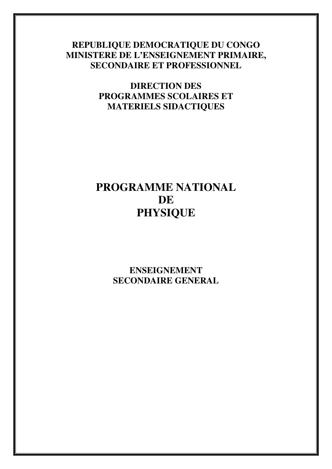 First page of PHYSIQUE 1