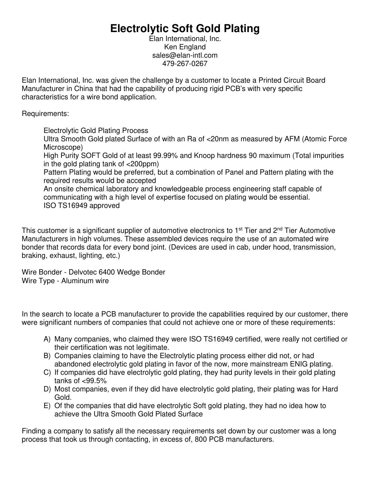 First page of Electrolytic Soft Gold Plating