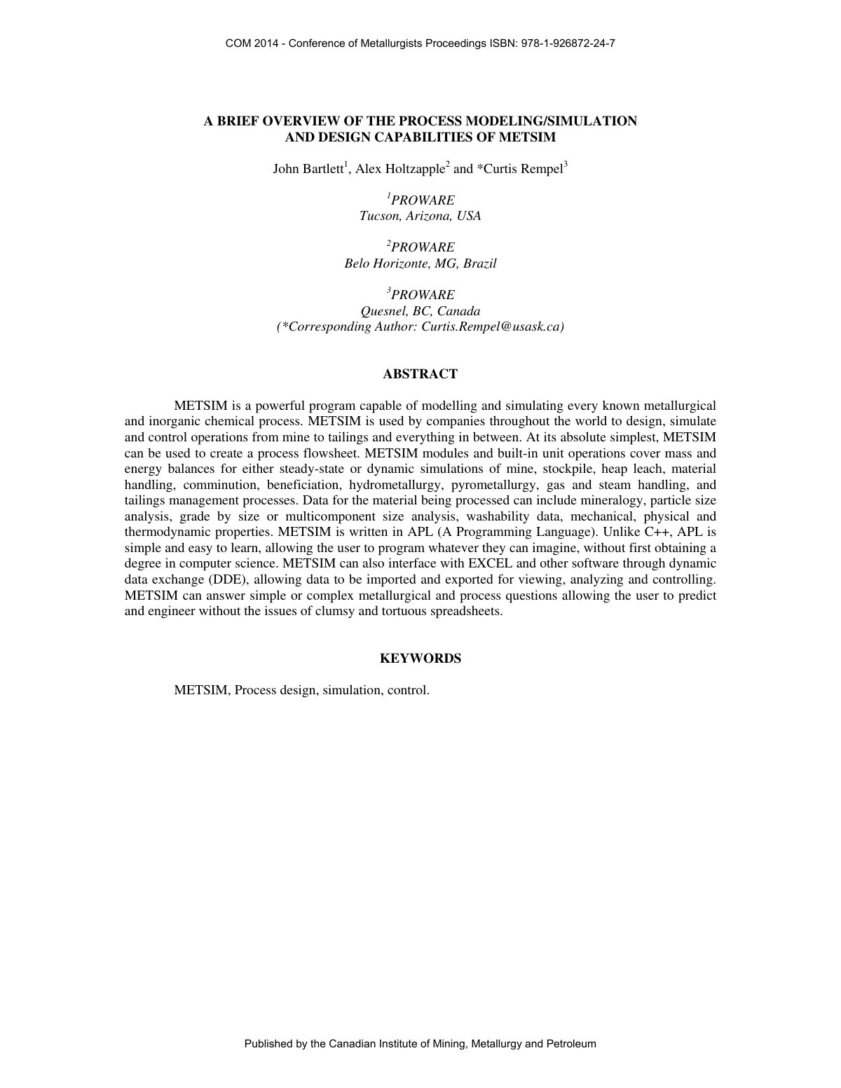 First page of Metsim Overview
