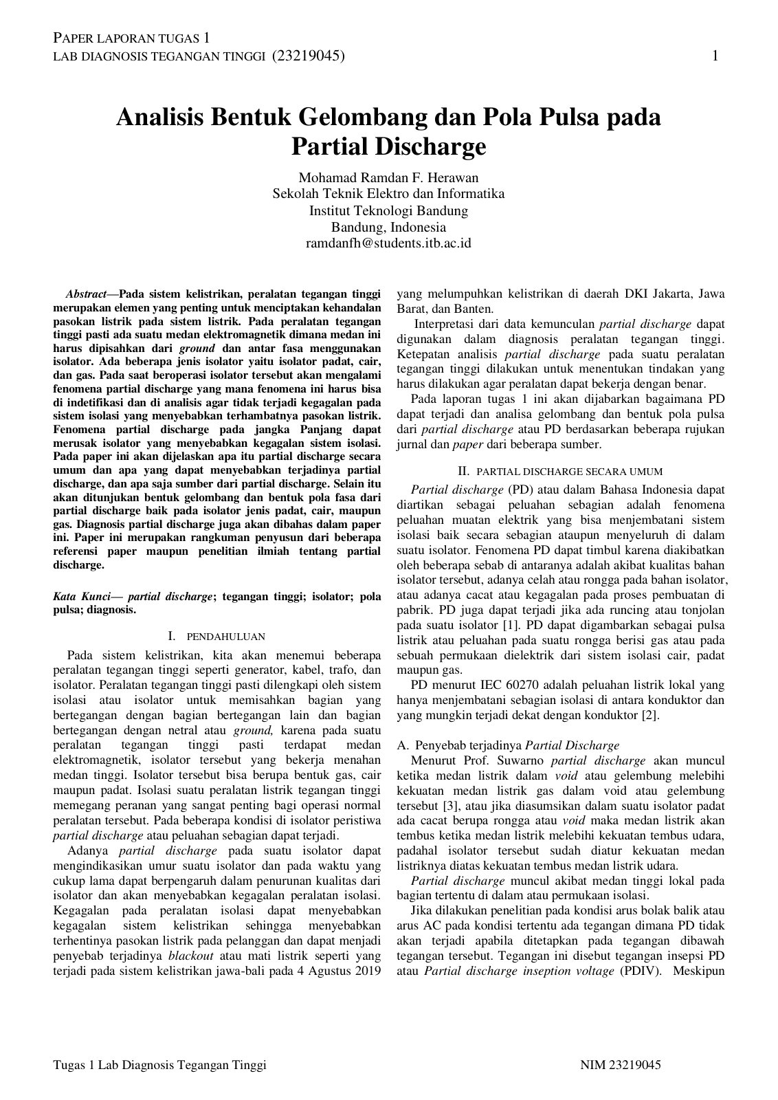 First page of Analisis Bentuk Gelombang dan Pola Pulsa