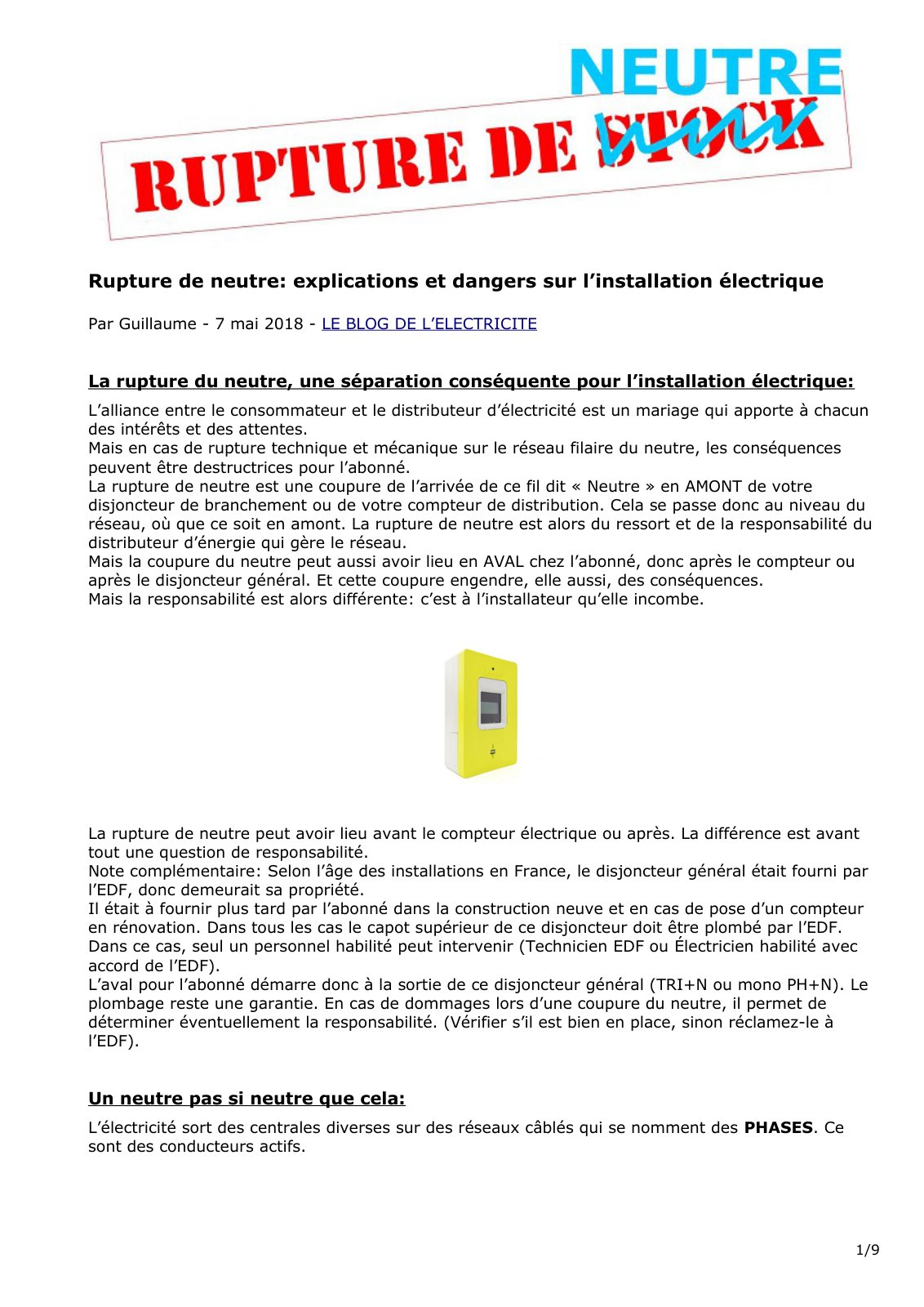 First page of rupture neutre
