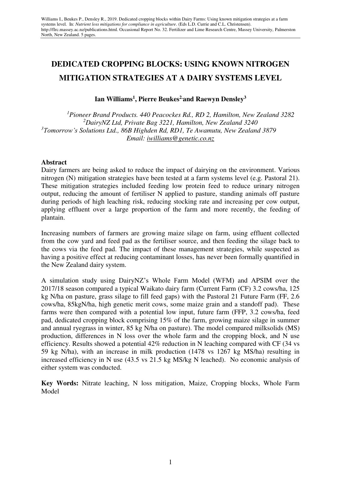 First page of Dedicated Cropping Blocks Using Known Ni
