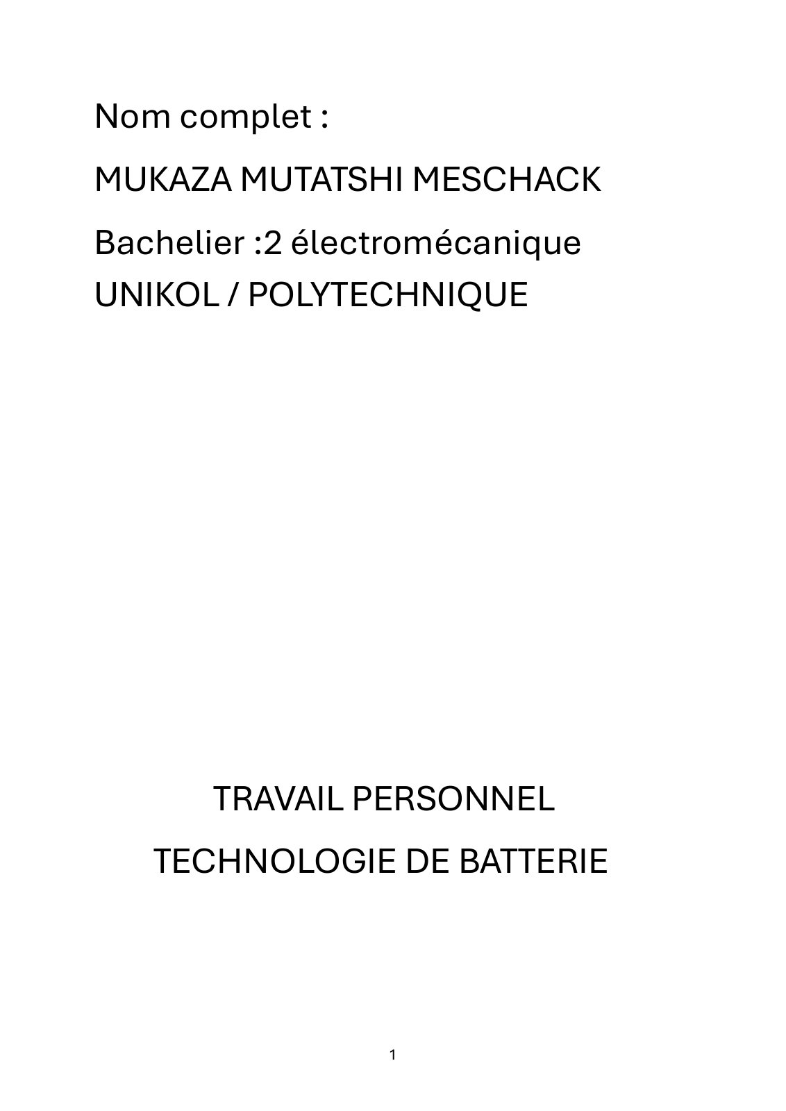 First page of Technologie de batterie