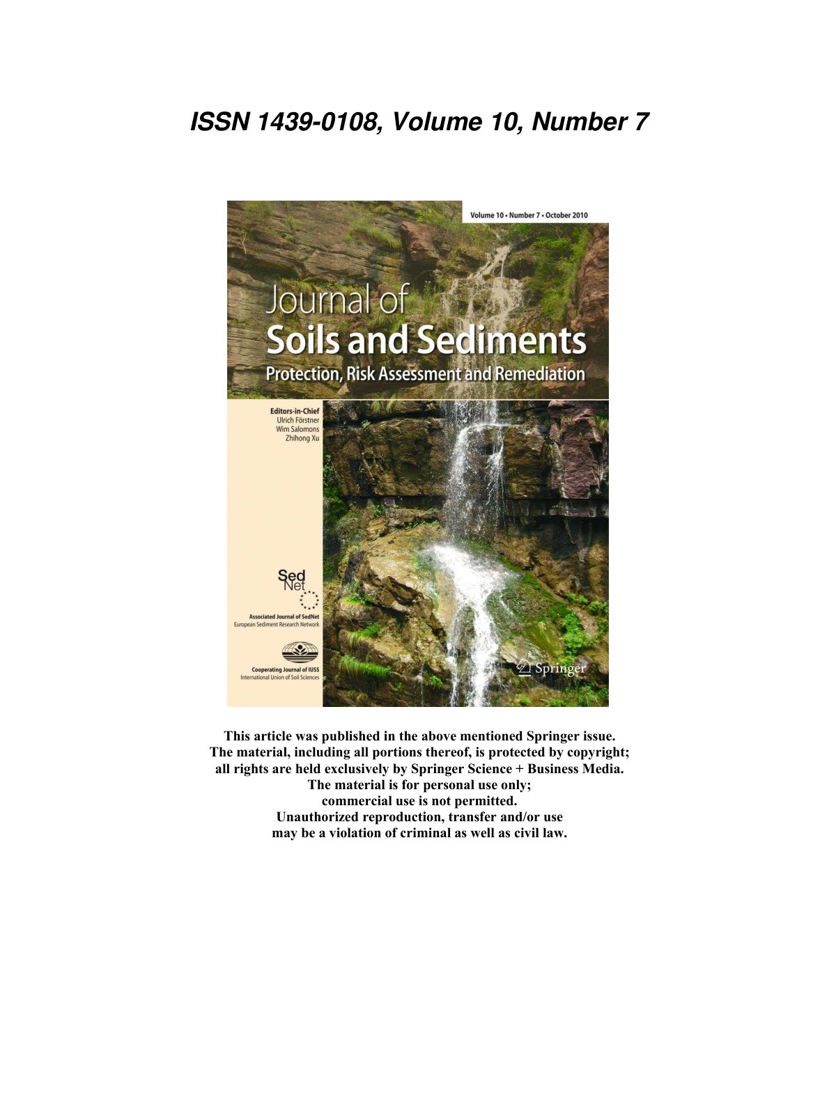 First page of Evaluating top soil trace element pollution in the vicinity of a cement plant and a former open-cast uranium mine in central Argentina