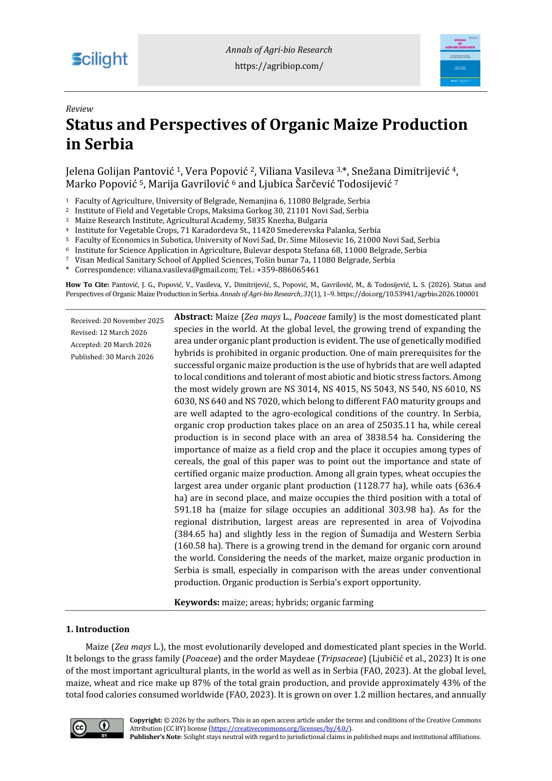 First page of StatusandPerspectivesofOrganicMaizeProduction