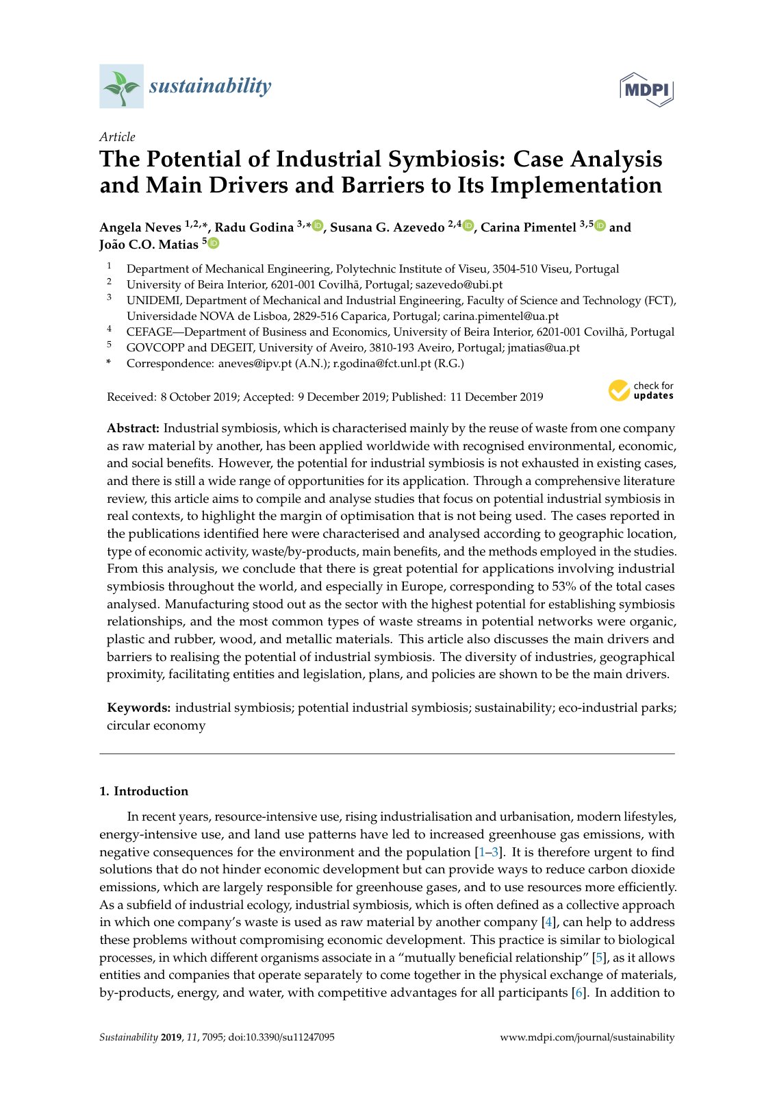 First page of The Potential of Industrial Symbiosis Ca