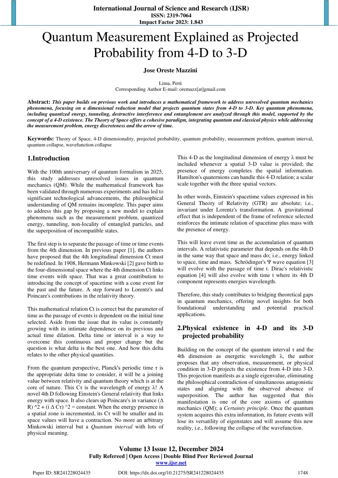 First page of Quantum Measurement explained as Project