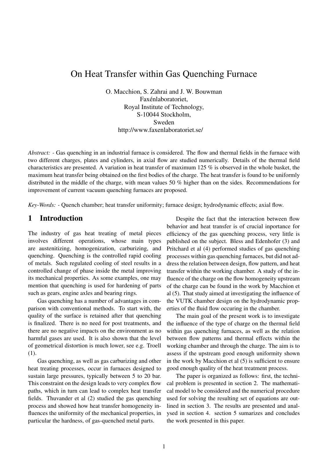 First page of On Heat Transfer within Gas Quenching Fu