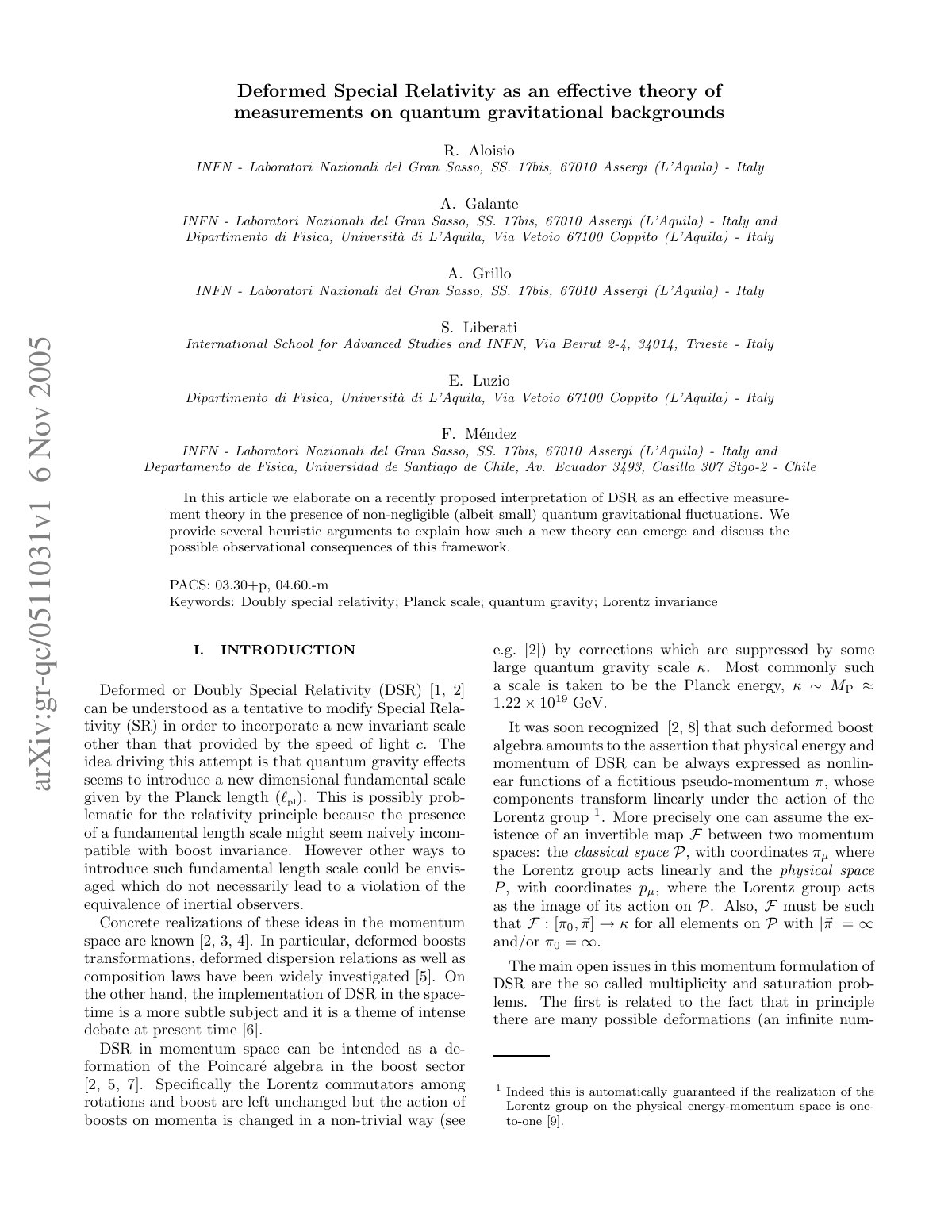 First page of Deformed special relativity as an effect