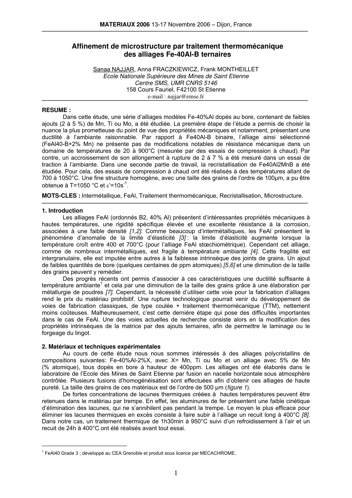 First page of Affinement de microstructure par traitem