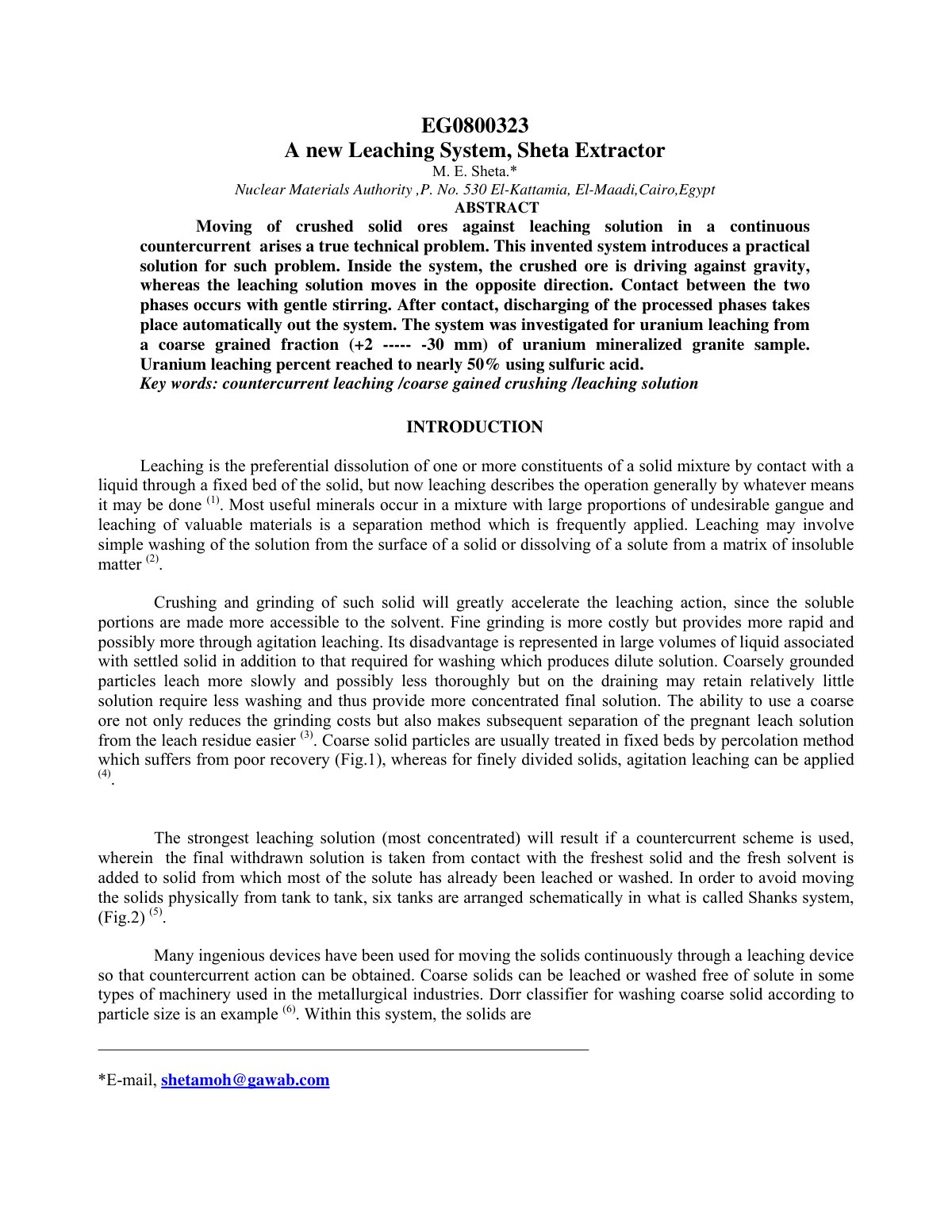 First page of A new Leaching System, Sheta Extractor
