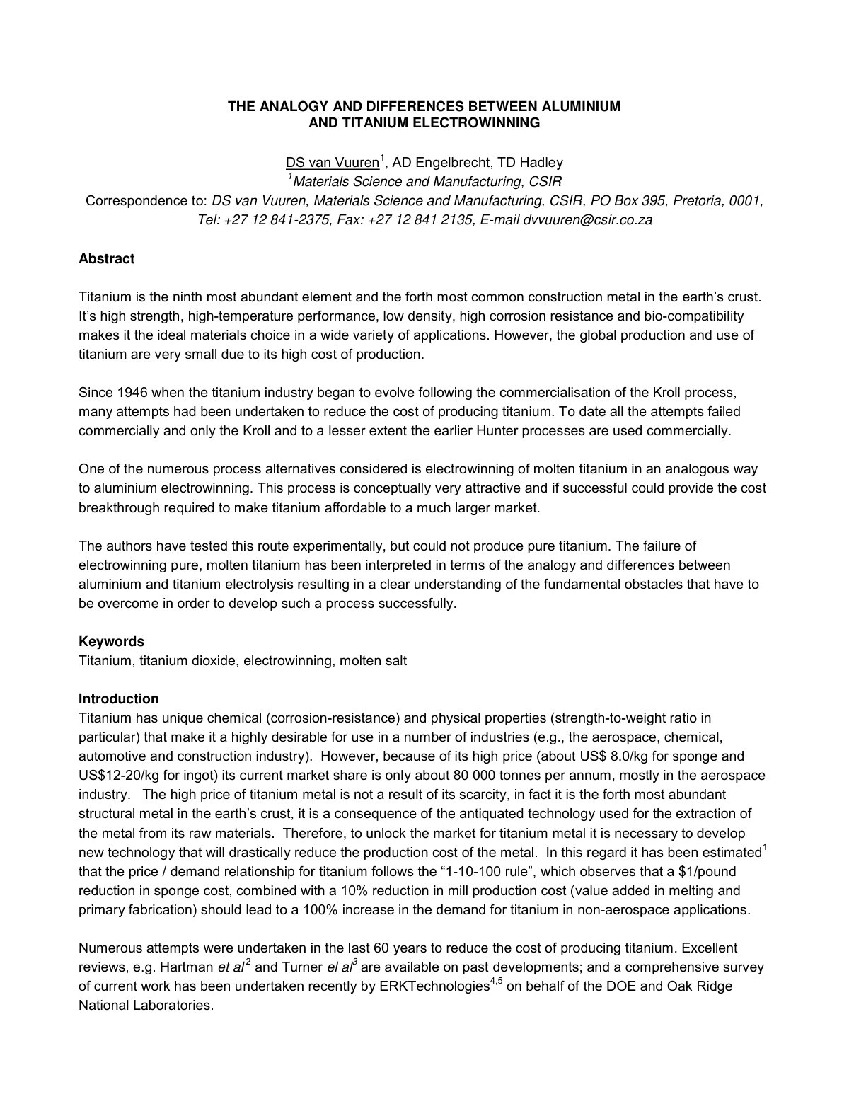 First page of Analogy and differences between aluminiu