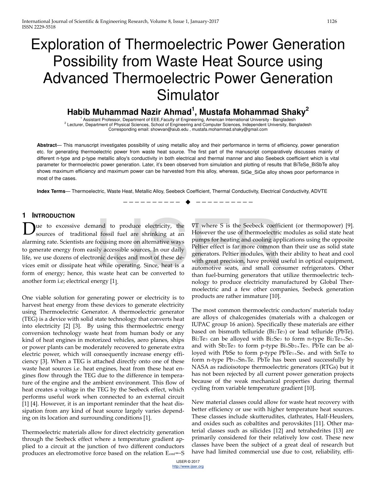 First page of Exploration of Thermoelectric Power Gene