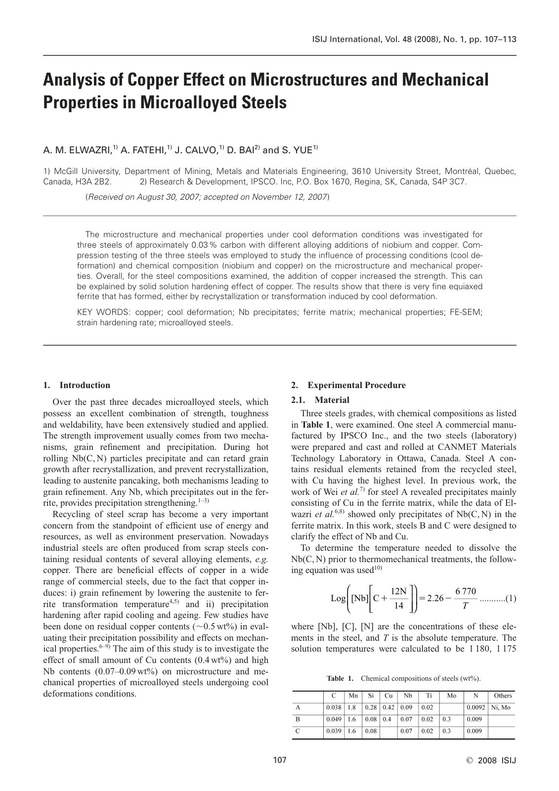 First page of Analysis of Copper Effect on Microstruct