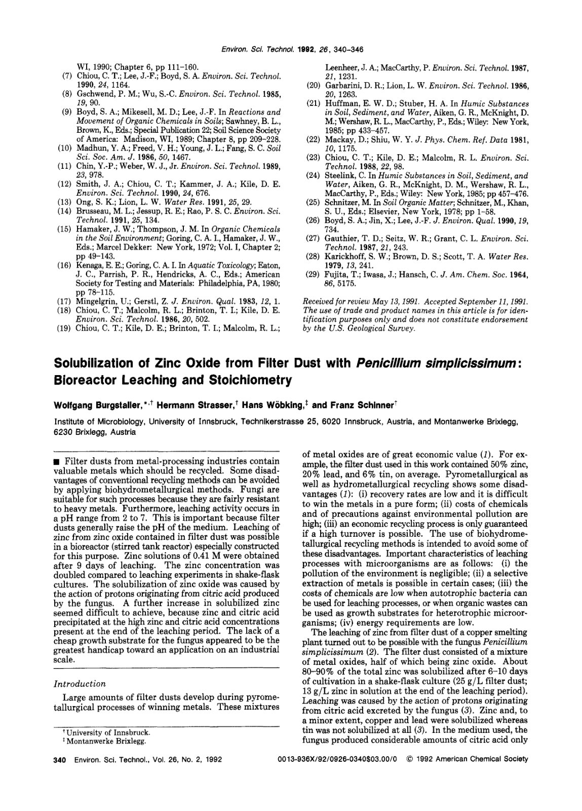 First page of Environmental Science and Technology