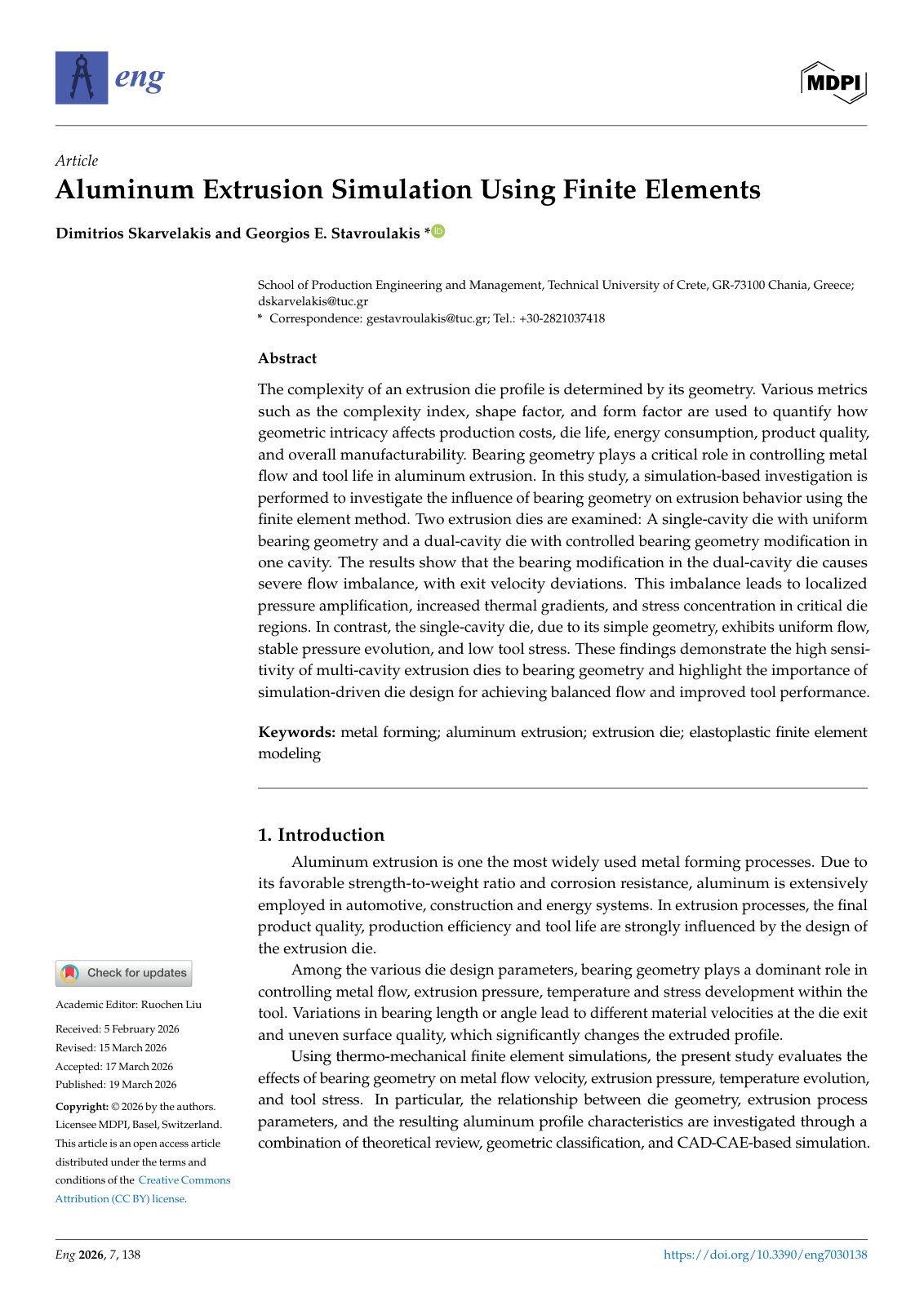 First page of Aluminum Extrusion Simulation Using Finite Elements