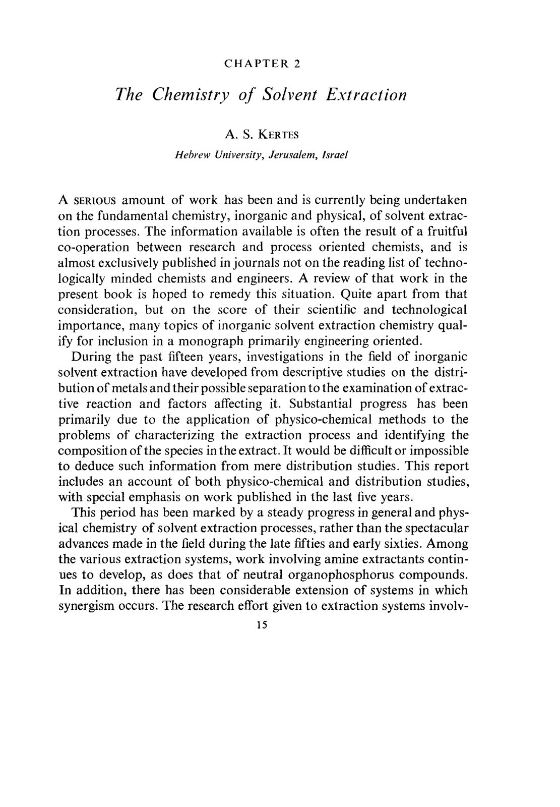 First page of The Chemistry of Solvent Extraction
