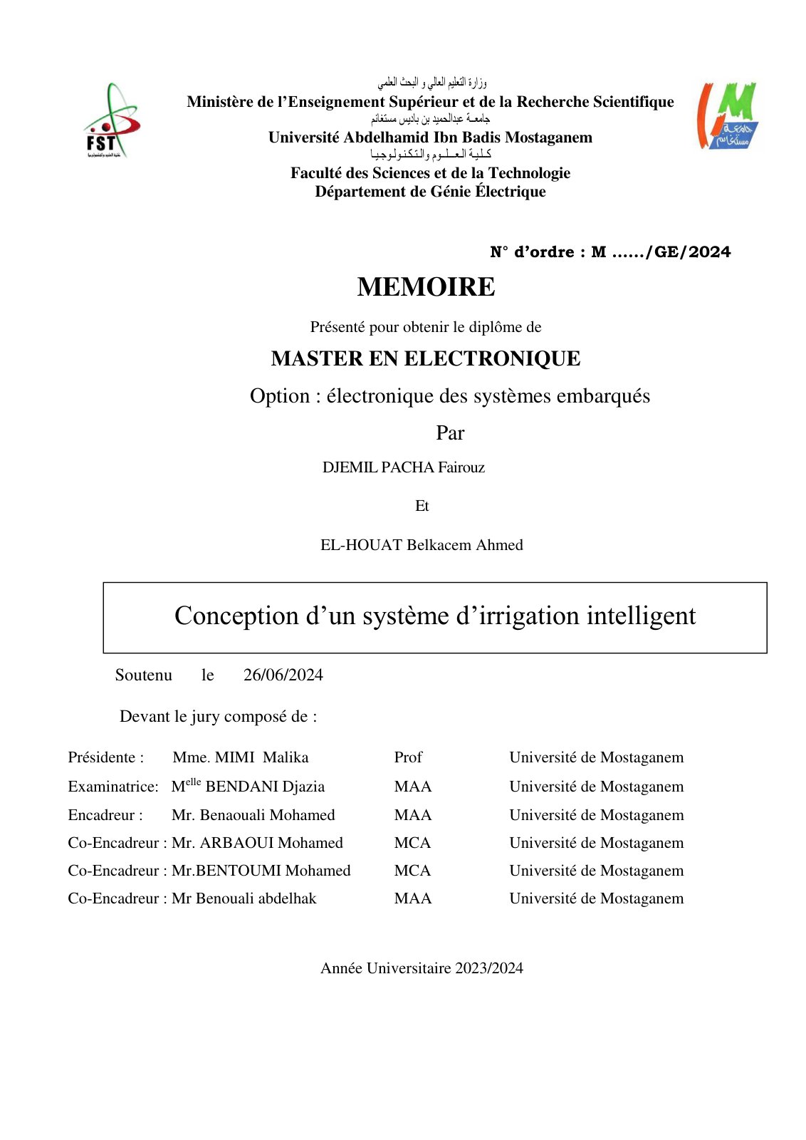 First page of Conception d’un système d’irrigation intelligent 3