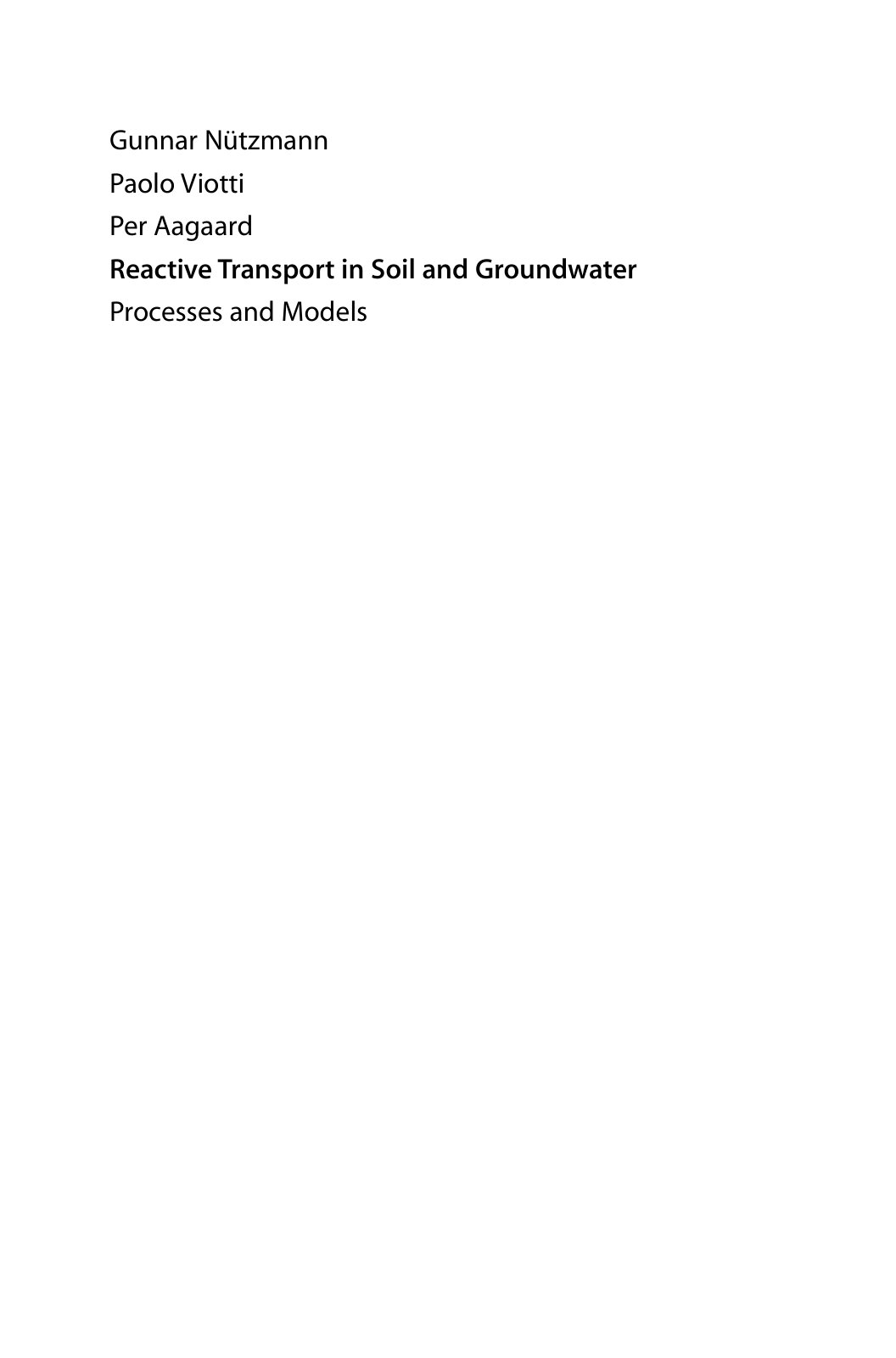 First page of Reactive Transport in Soil and Groundwater Processes and Models
