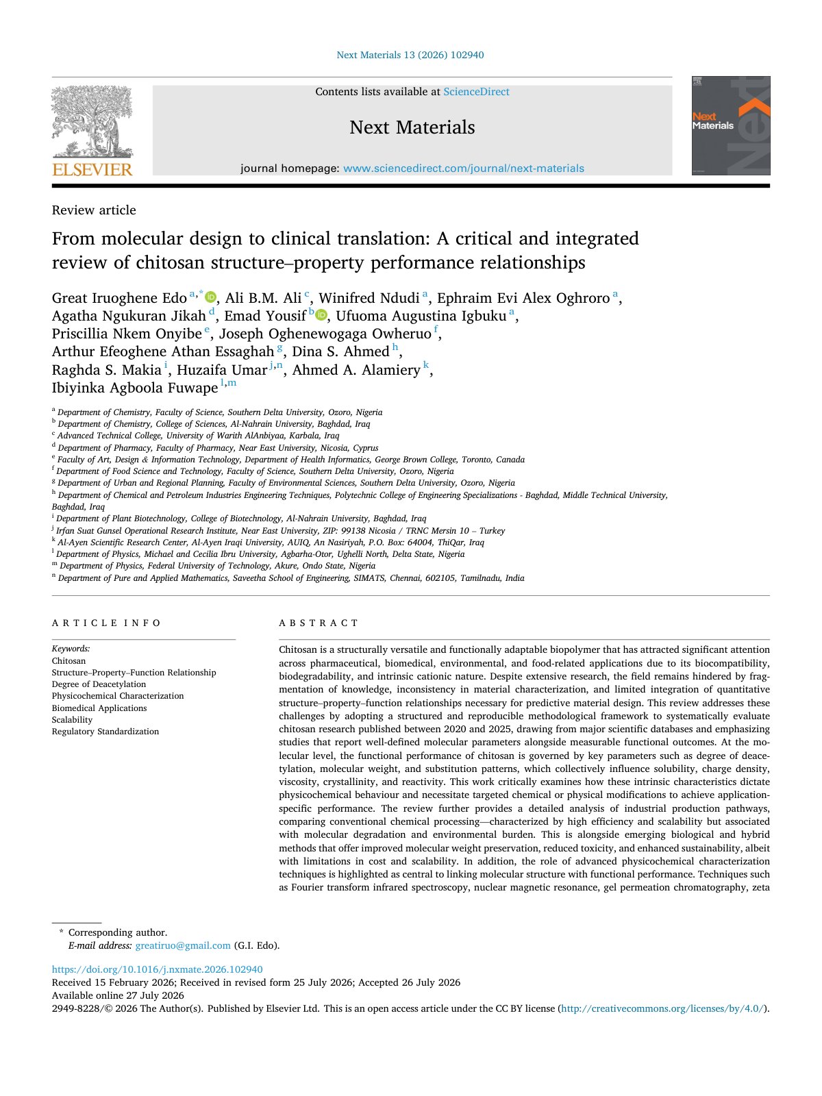First page of From molecular design to clinical translation  A critical and in 2026 Next M