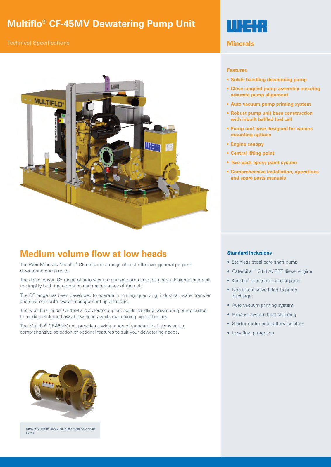 First page of AU0977 Multiflo CF 45MV Spec Sheet PREVIEW