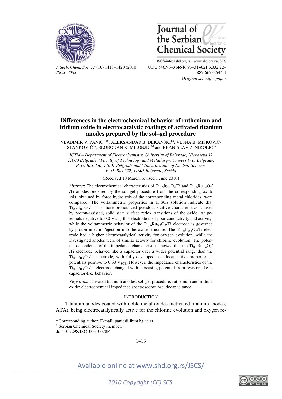First page of Differences in the electrochemical behav