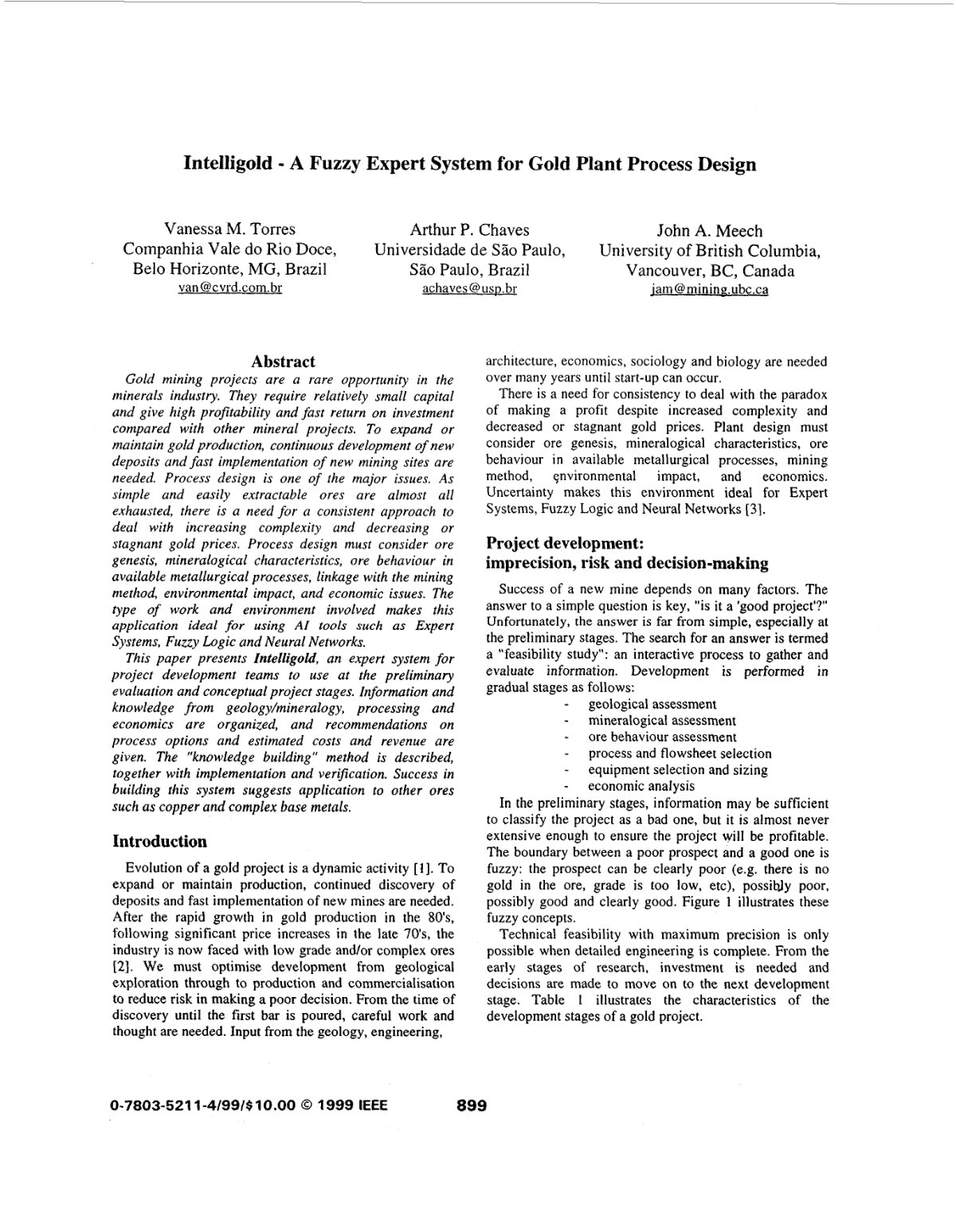 First page of Intelligold a fuzzy expert system for go