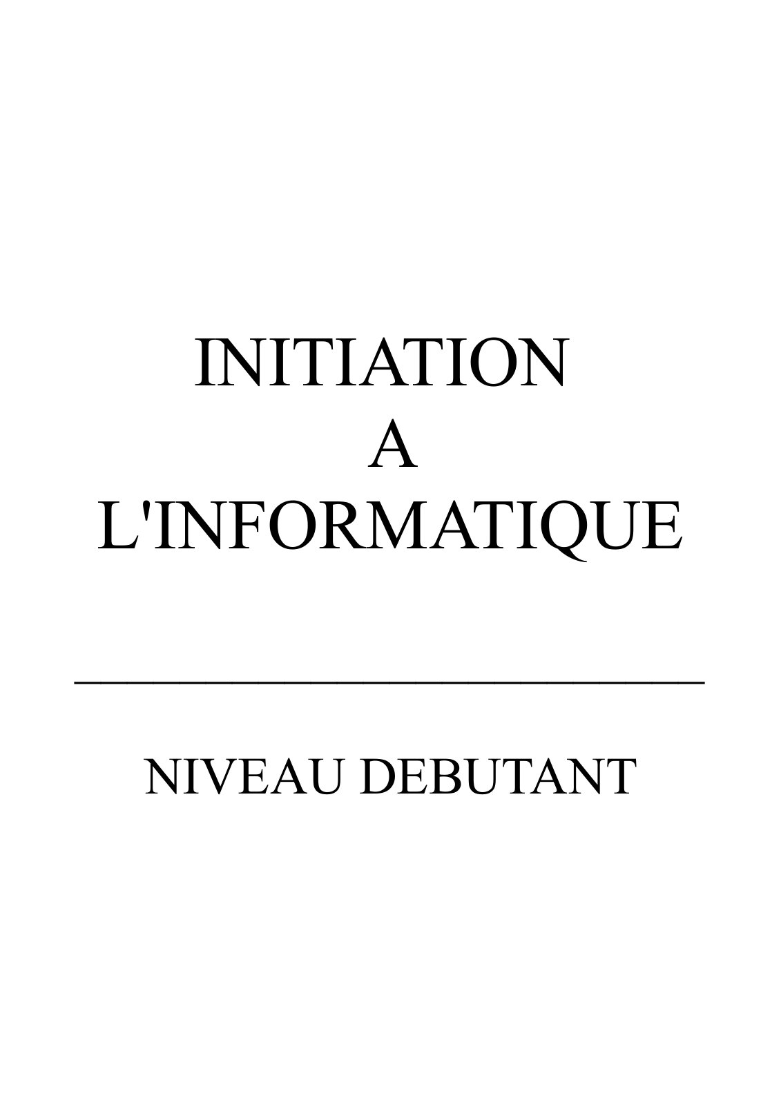 First page of initiation informatique