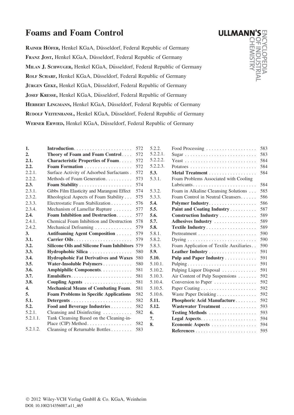 First page of Foams and Foam Control
