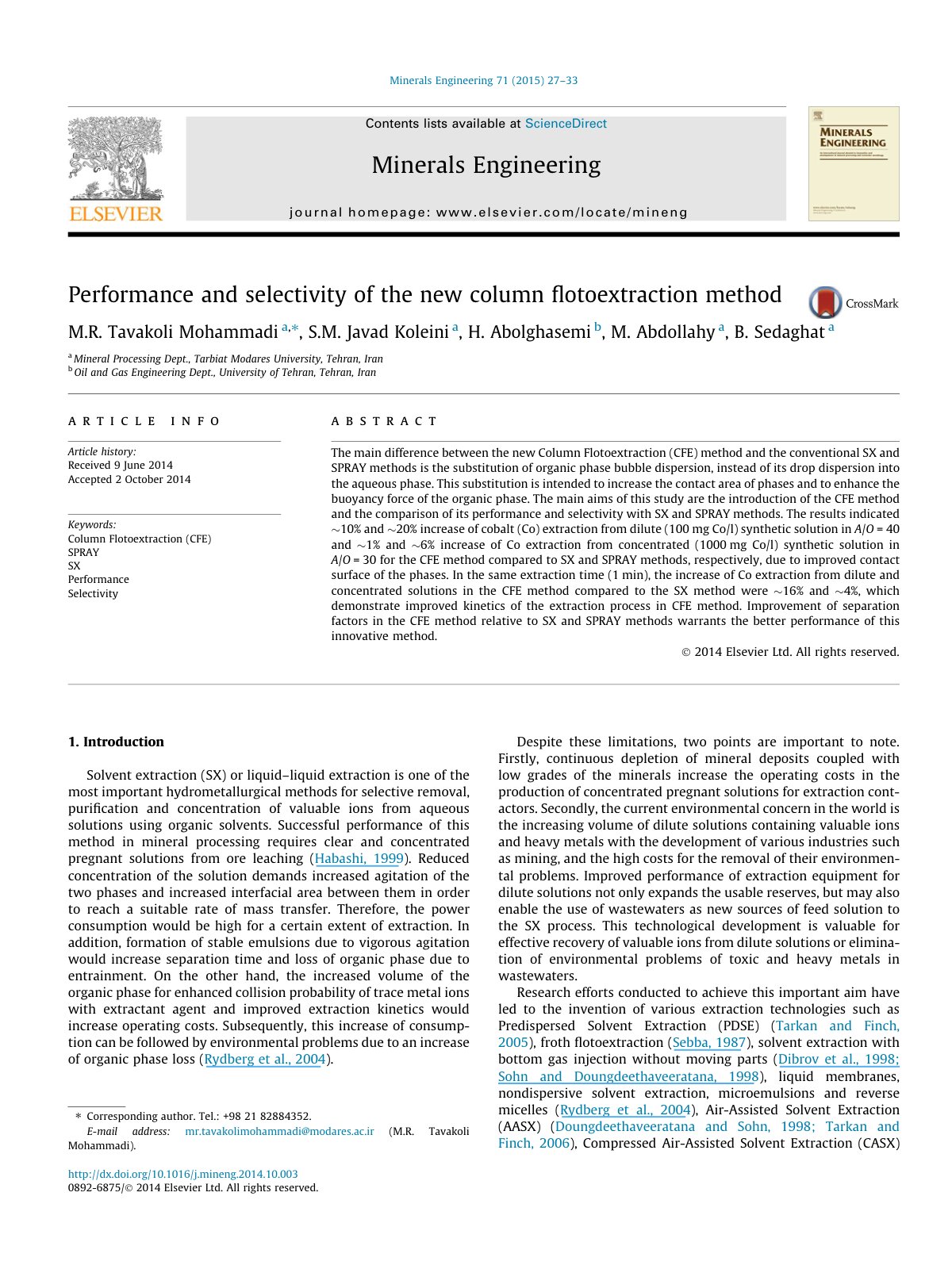 First page of Performance and selectivity of the new c