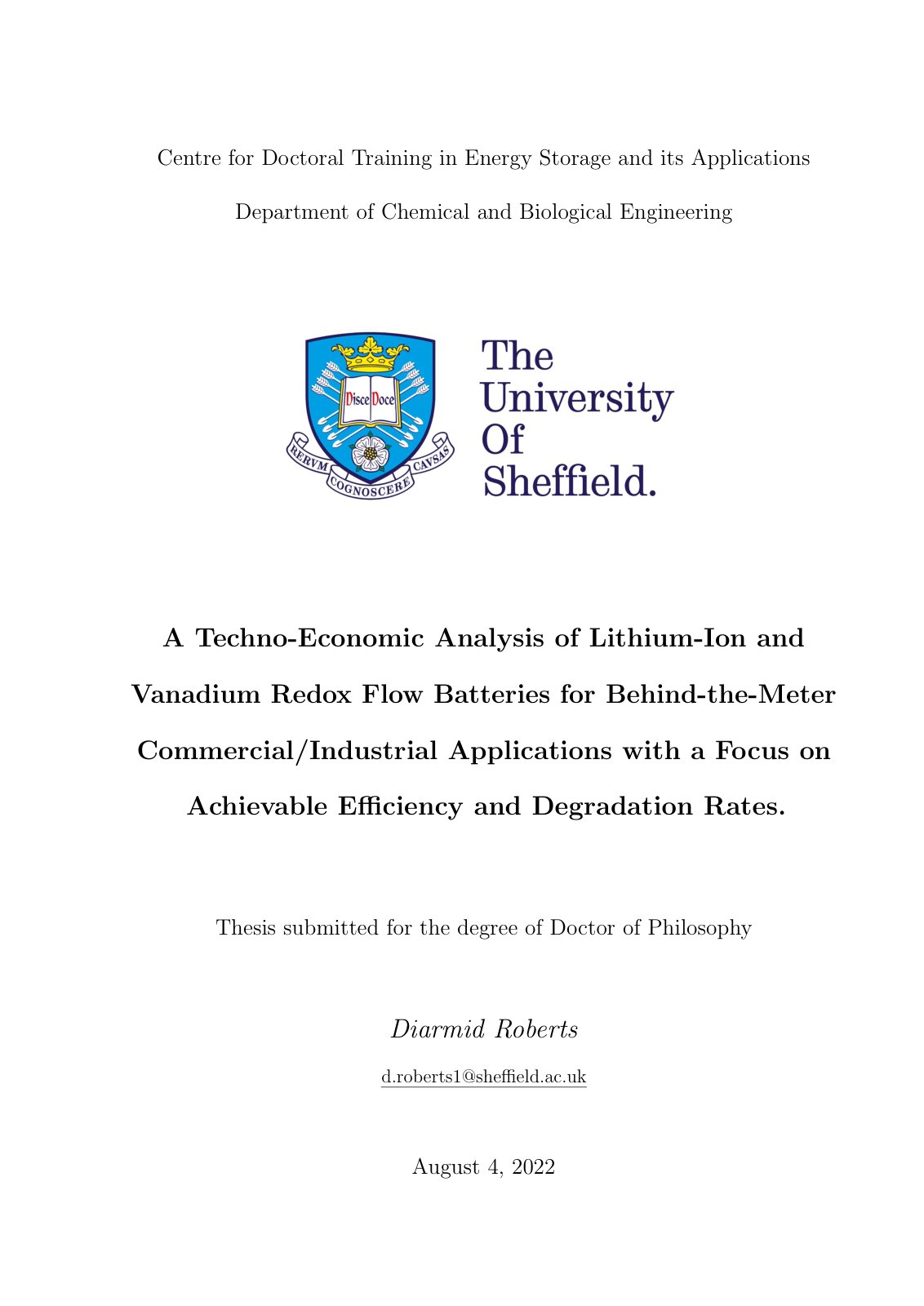 First page of 2022   Roberts   Lithium Ion and Vanadium Flow Battery Economics