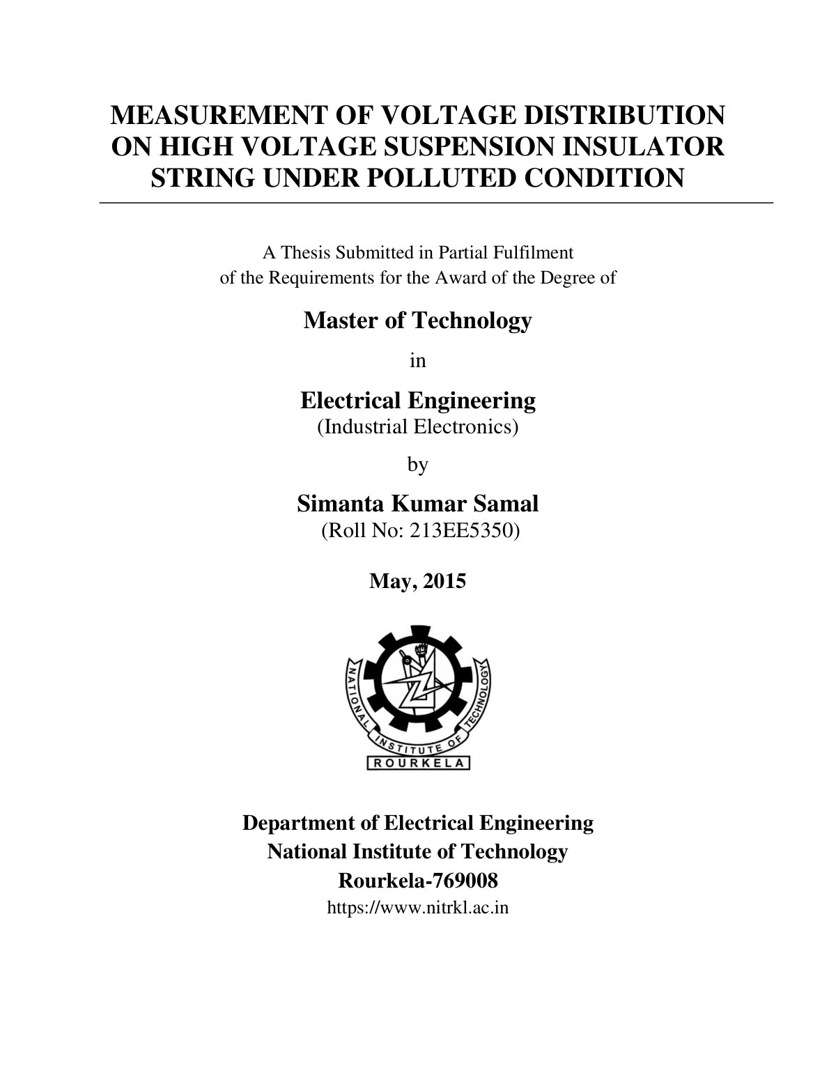 First page of Measurement of Voltage Distribution on H