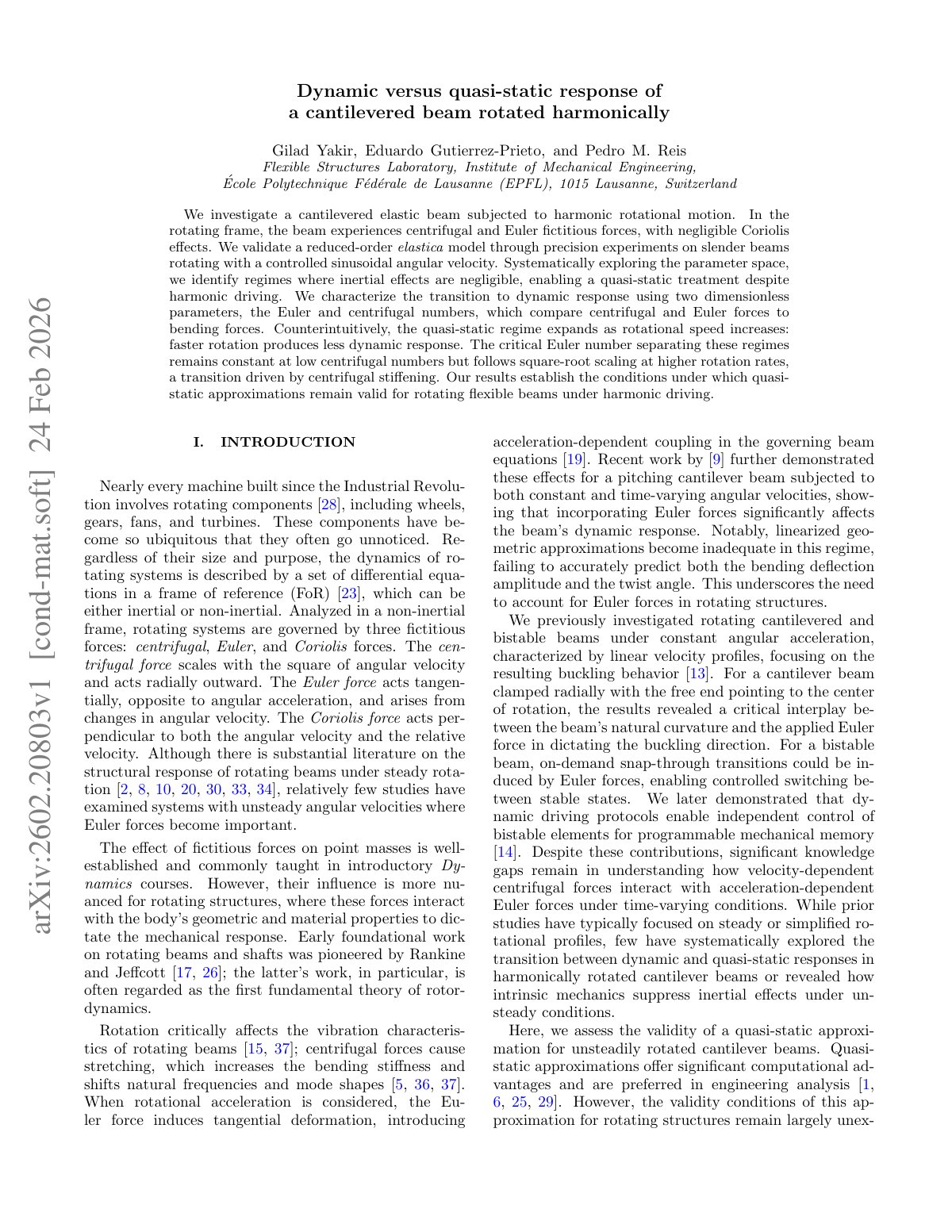 First page of Dynamic versus quasi-static response of a cantilevered beam rotated harmonically