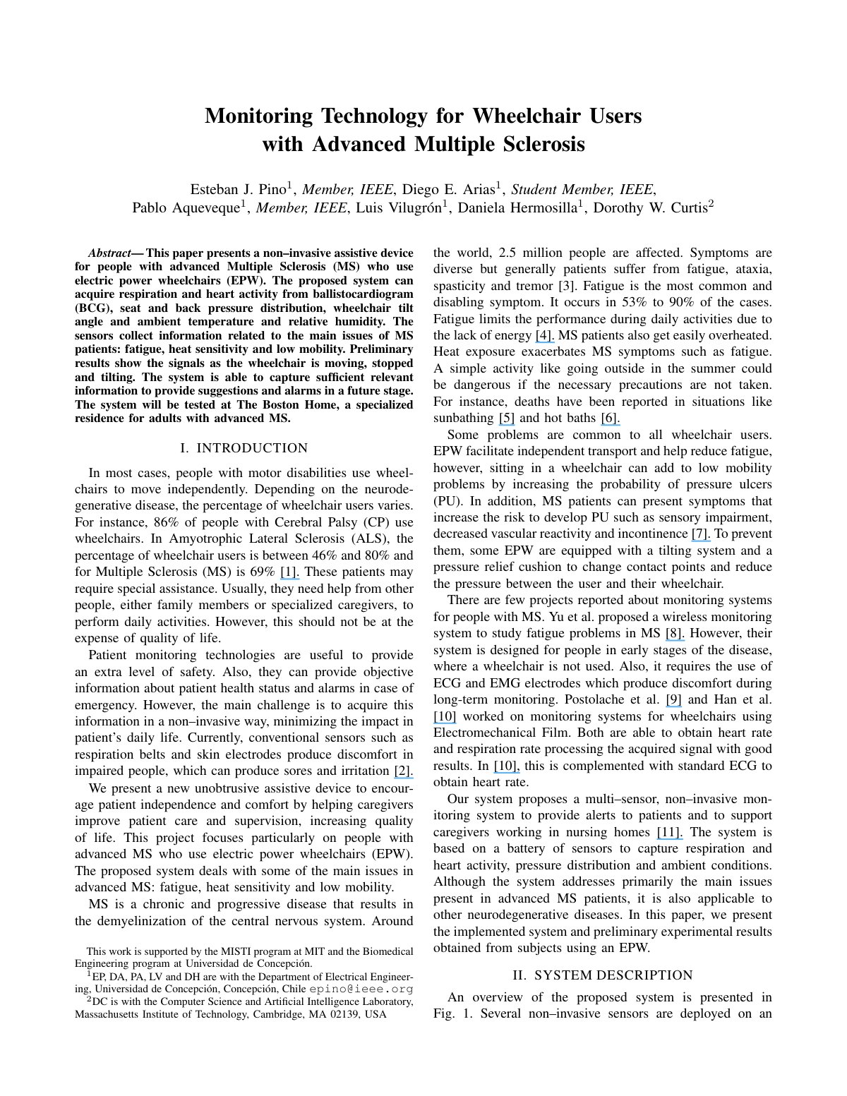 First page of Monitoring technology for wheelchair use