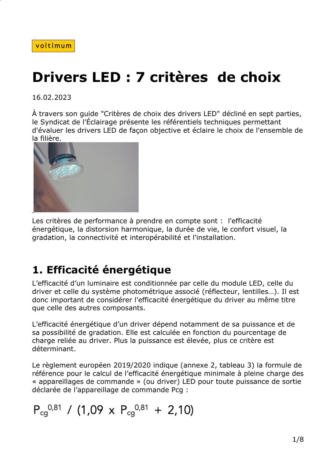 First page of Drivers LED : 7 critères de choix