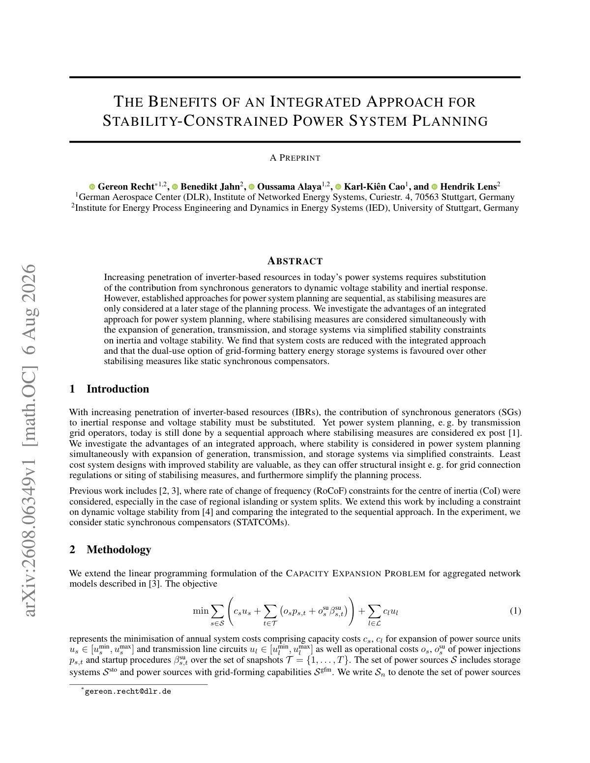 First page of THEBENEFITS OF ANINTEGRATEDAPPROACH FOR STABILITY-CONSTRAINEDPOWERSYSTEMPLANNING
