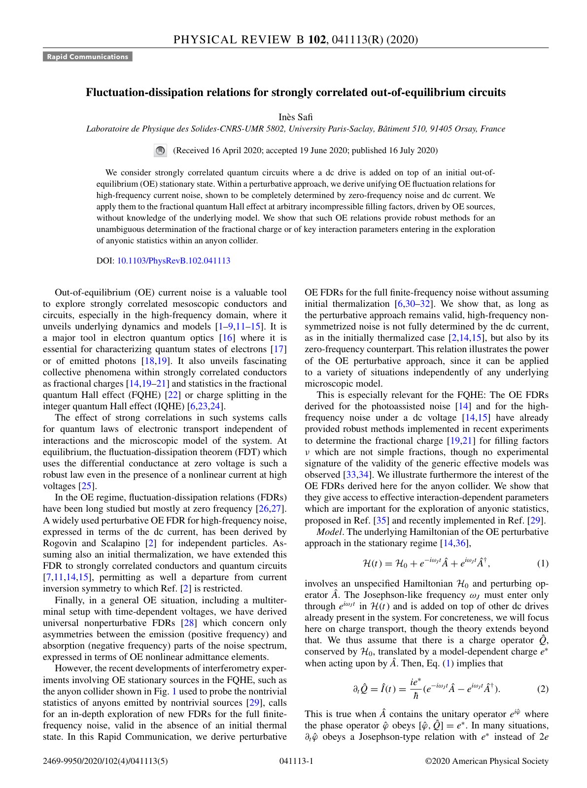 First page of Fluctuation dissipation relations for st