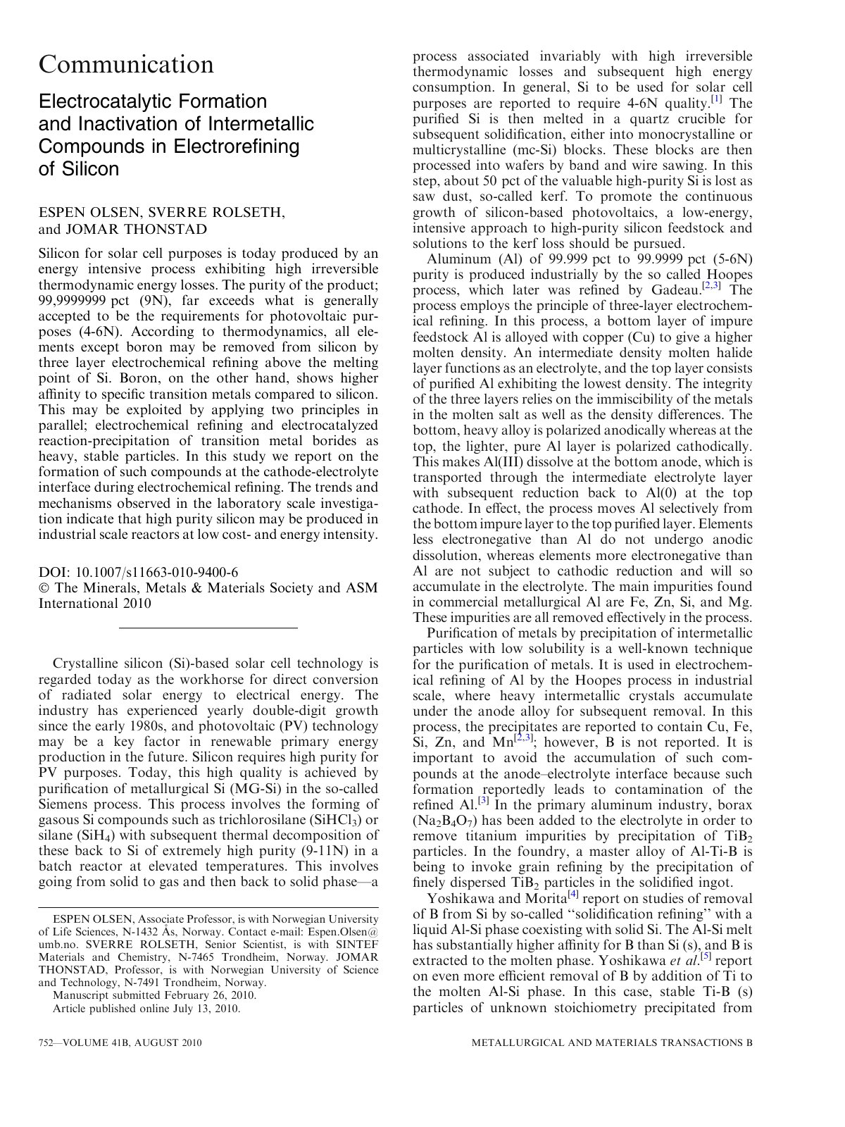First page of Electrocatalytic Formation and Inactivat