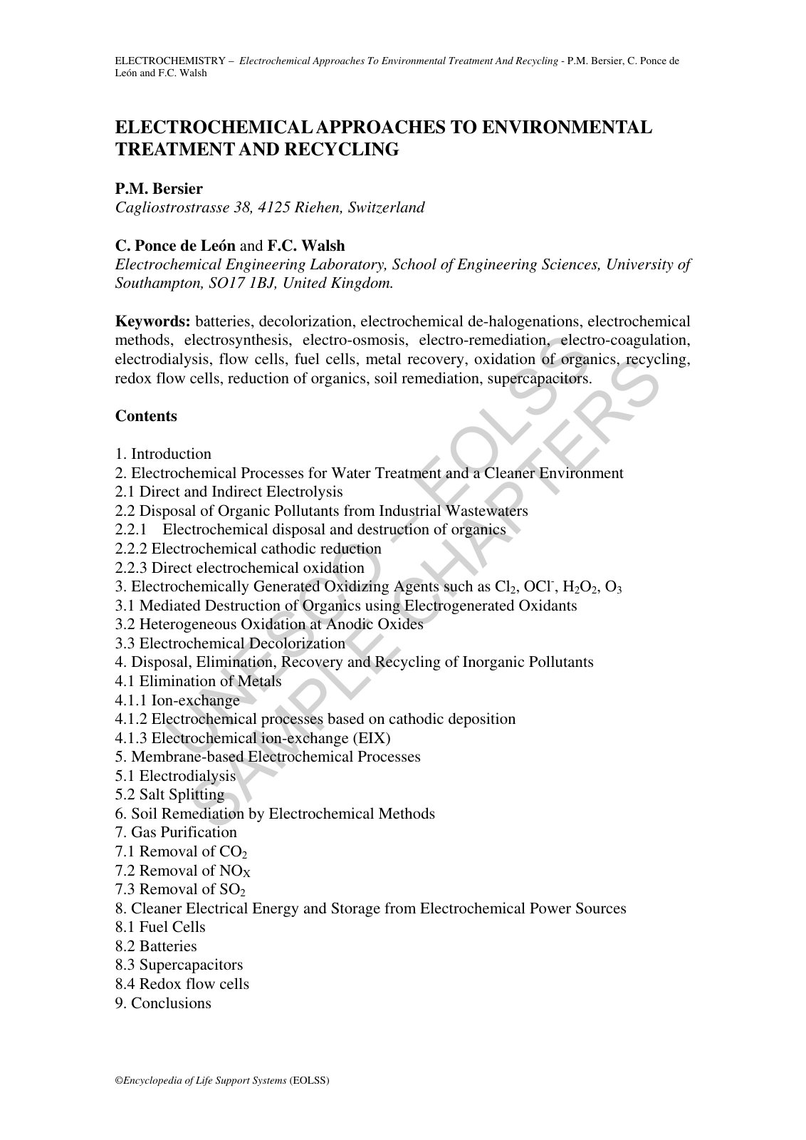 First page of Electrochemical techniques for a cleaner
