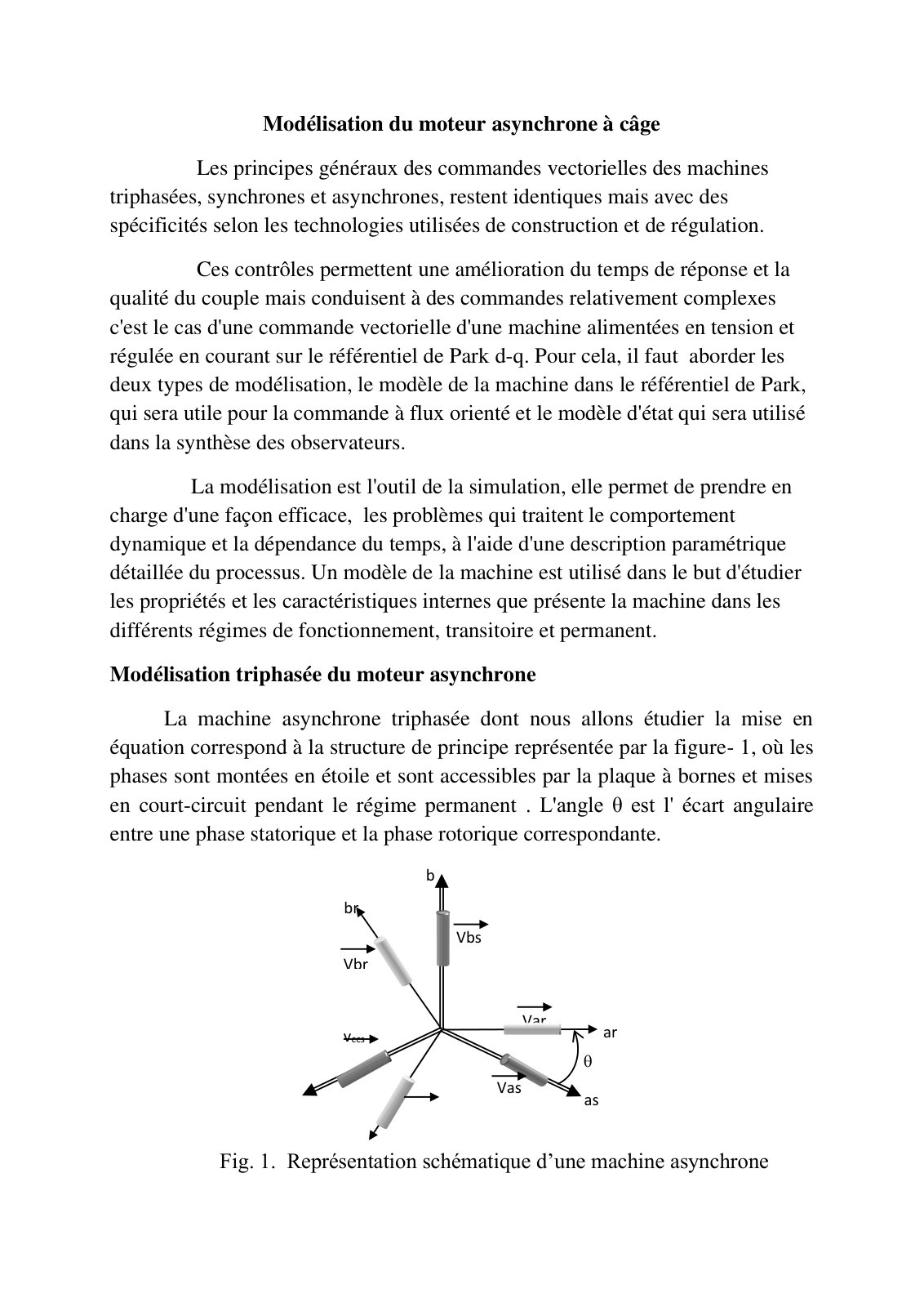 First page of Modélisation du moteur asynchrone à câge