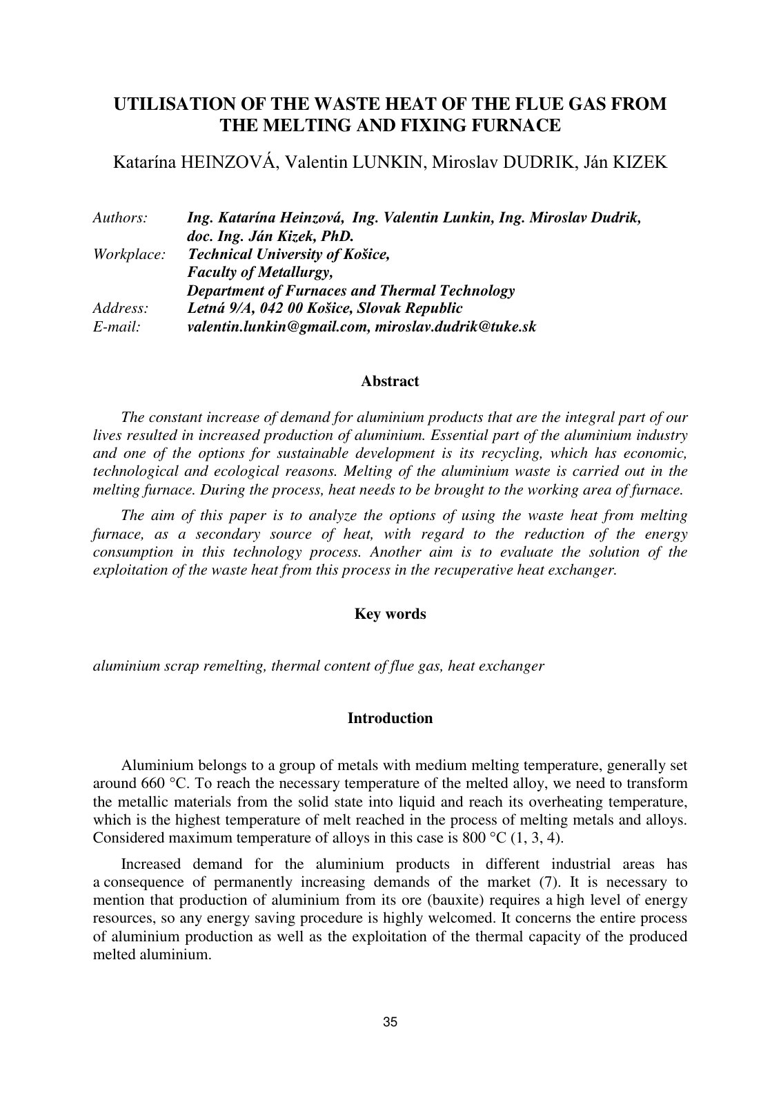 First page of Utilisation of the Waste Heat of the Flu