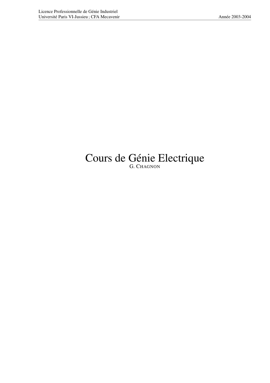 First page of cours genie electrique
