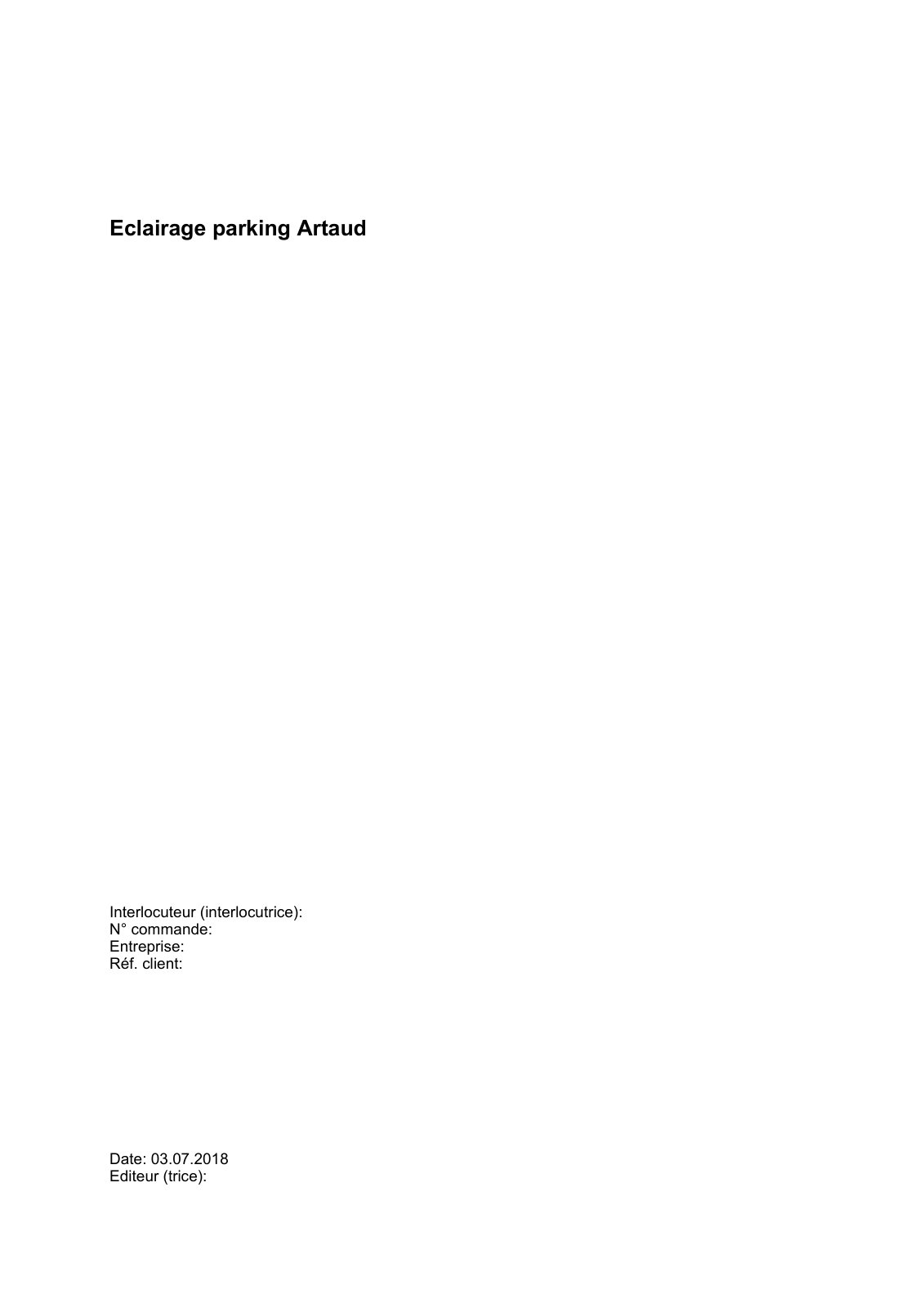 First page of Eclairage parking Artaud